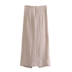 knotted front slit midi skirt
