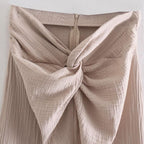 knotted front slit midi skirt