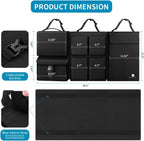 Hanging Car Trunk Organizer with Cooler, Large Pockets, Zippers Detachable Seat Back Waterproof Car Storage Trunk Organizer for Jeeps, SUVs, Black