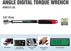 ACDelco 3/8" Digital Angle Torque Wrench (5 to 99.5 ft-lbs.) Buzzer, Vibration &amp; Flash Alarm - ISO 6789 Standards with Certificate of Calibration, ARM315-3A