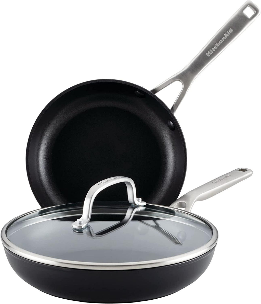 KitchenAid Hard Anodized Induction Nonstick Frying Pans / Skillet Set, 3 Piece - Matte Black