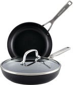KitchenAid Hard Anodized Induction Nonstick Frying Pans / Skillet Set, 3 Piece - Matte Black