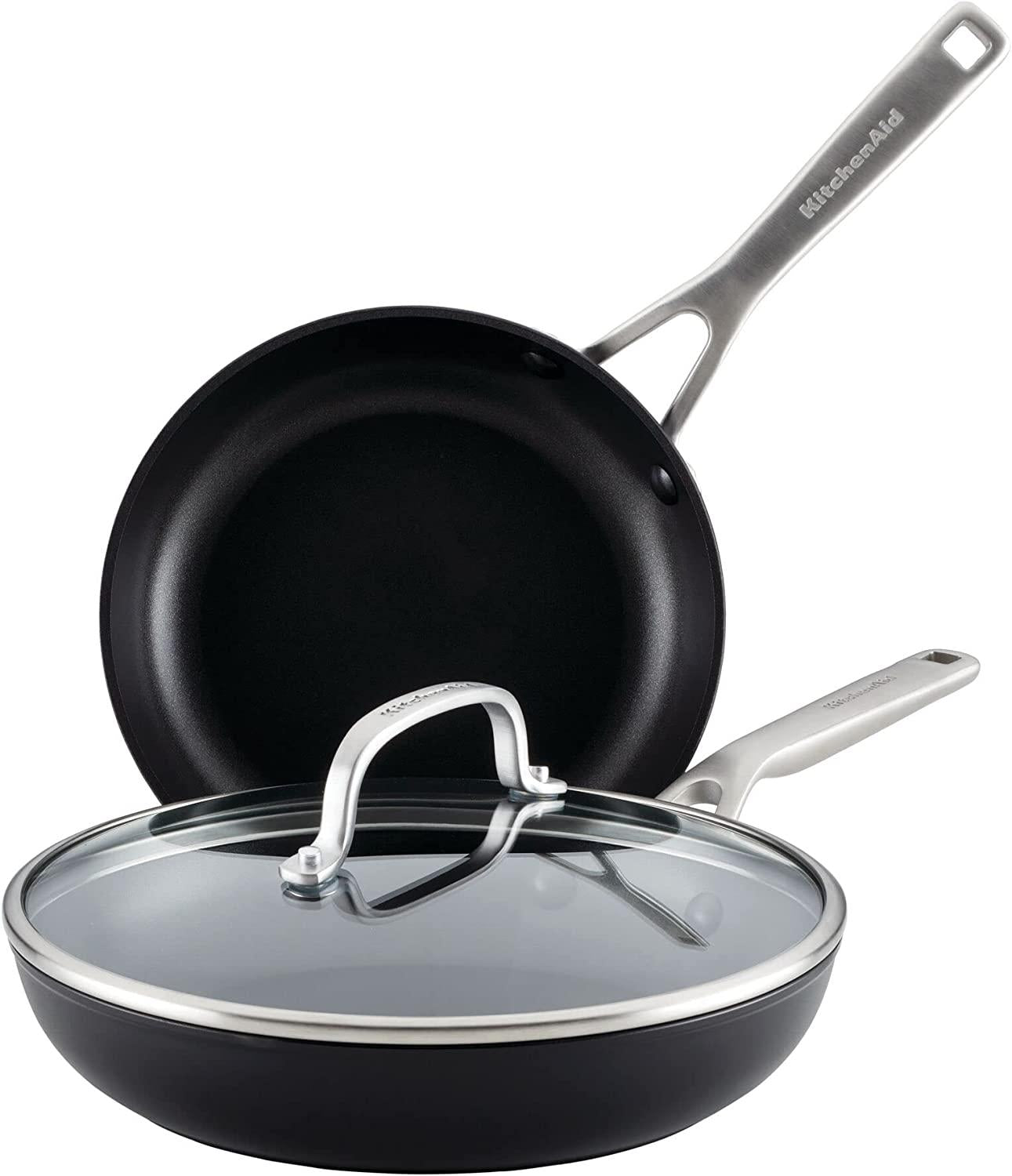 KitchenAid Hard Anodized Induction Nonstick Frying Pans / Skillet Set, 3 Piece - Matte Black