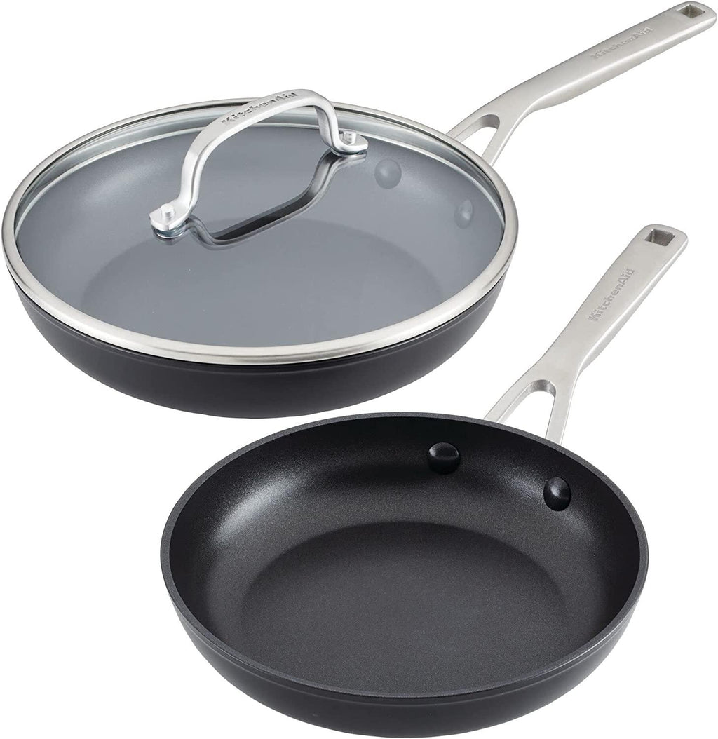 KitchenAid Hard Anodized Induction Nonstick Frying Pans / Skillet Set, 3 Piece - Matte Black