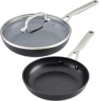 KitchenAid Hard Anodized Induction Nonstick Frying Pans / Skillet Set, 3 Piece - Matte Black