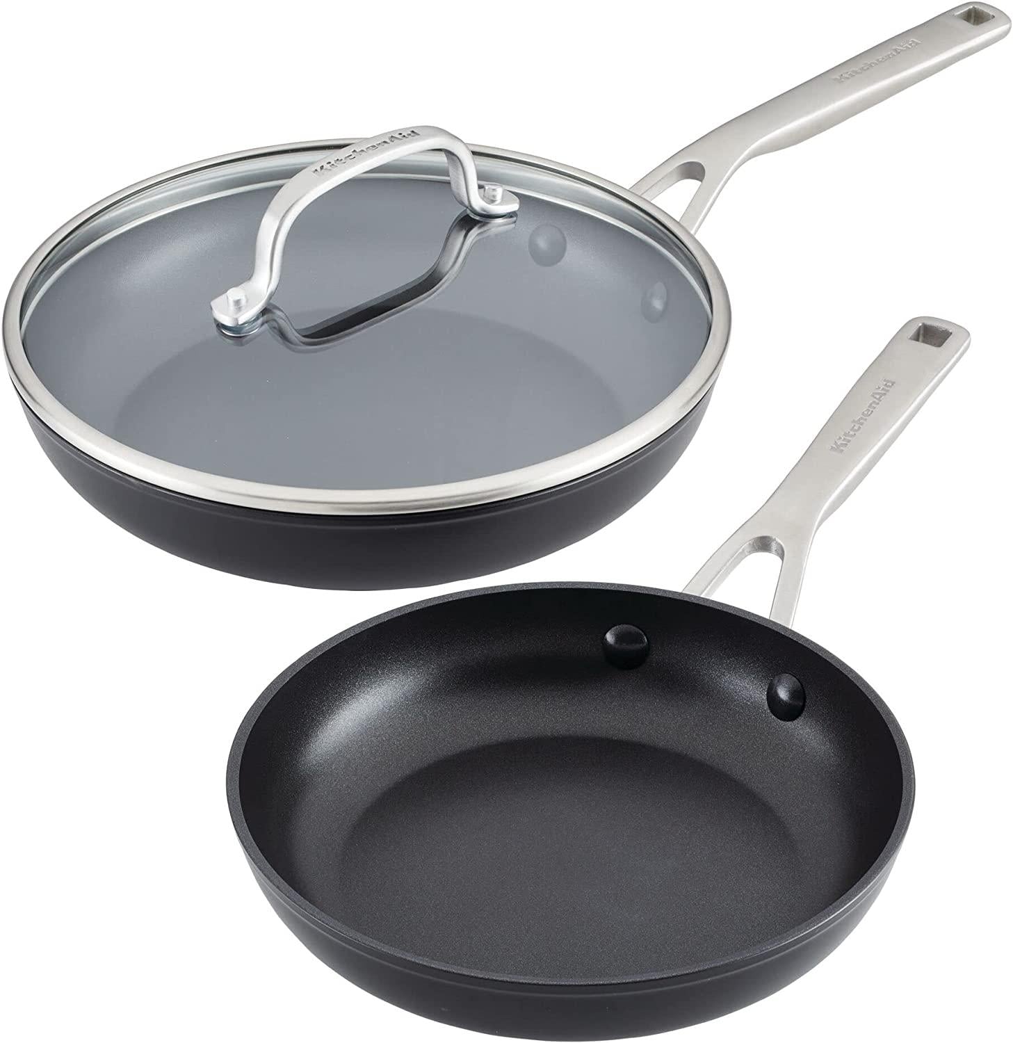 KitchenAid Hard Anodized Induction Nonstick Frying Pans / Skillet Set, 3 Piece - Matte Black