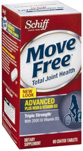 Schiff Move Free Advanced , Triple Strength Plus MSM & Vitamin D3, 80 Coated Tablets ( Multi-Pack)