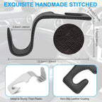 EldHus Seat Hooks for Purses and Bags, 4 Pack Car Purse Holder for Grocery Bag Handbag Clothes, Metal Headrest Hooks Covered by Leather, Black