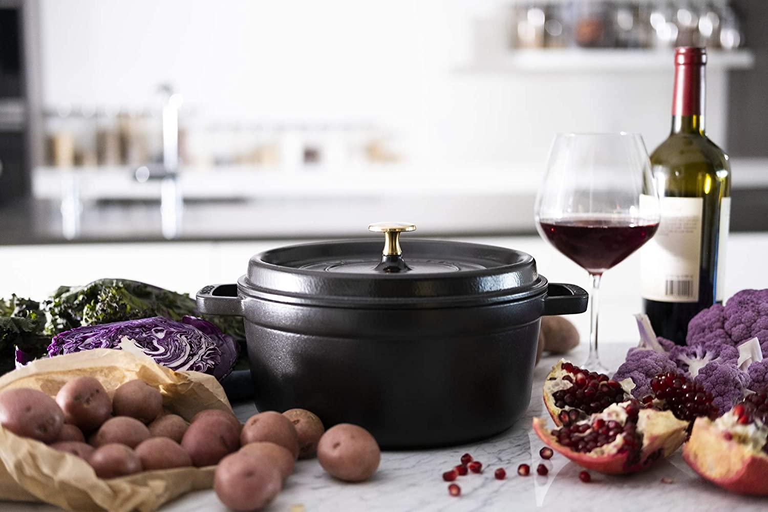 Staub Cast Iron 4-qt Round Cocotte - Matte Black, Made in France