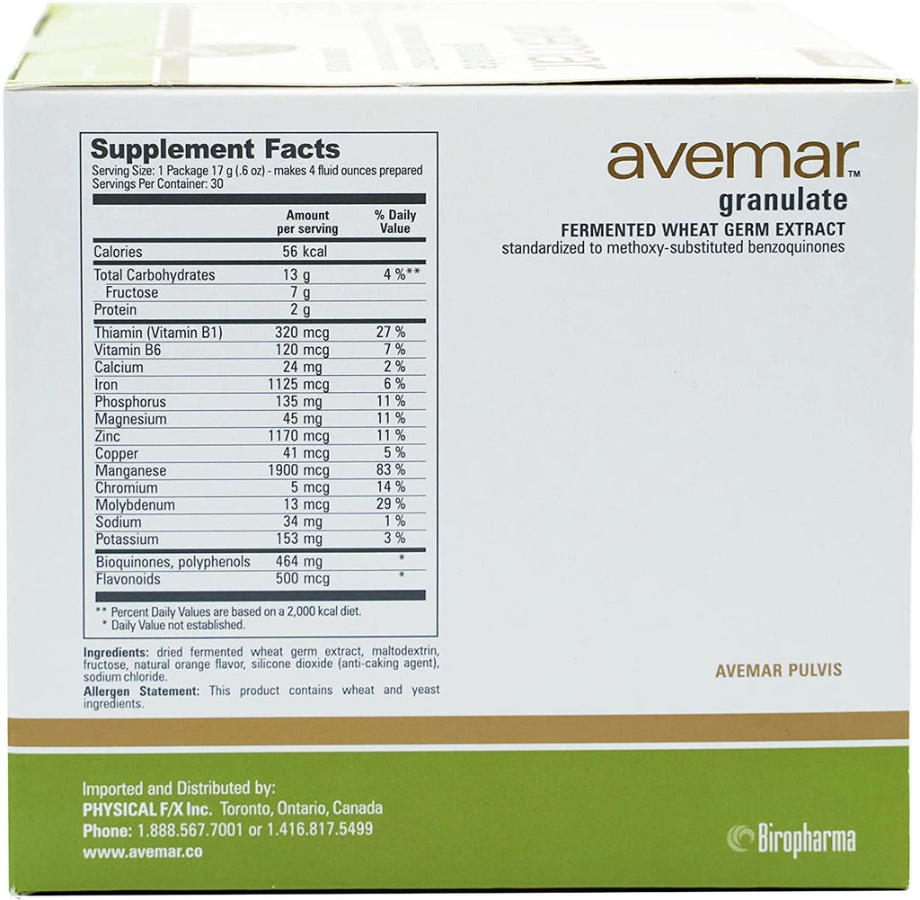 Fermented Wheat Germ Extract - Authentic Avemar™ Granulate - FWGE, Super Concentrate, Avemar Pulvis™, Daily Immune and Cell Support, Natural, Instant Drink Mix, 6 Boxes 30 Packets Per Box