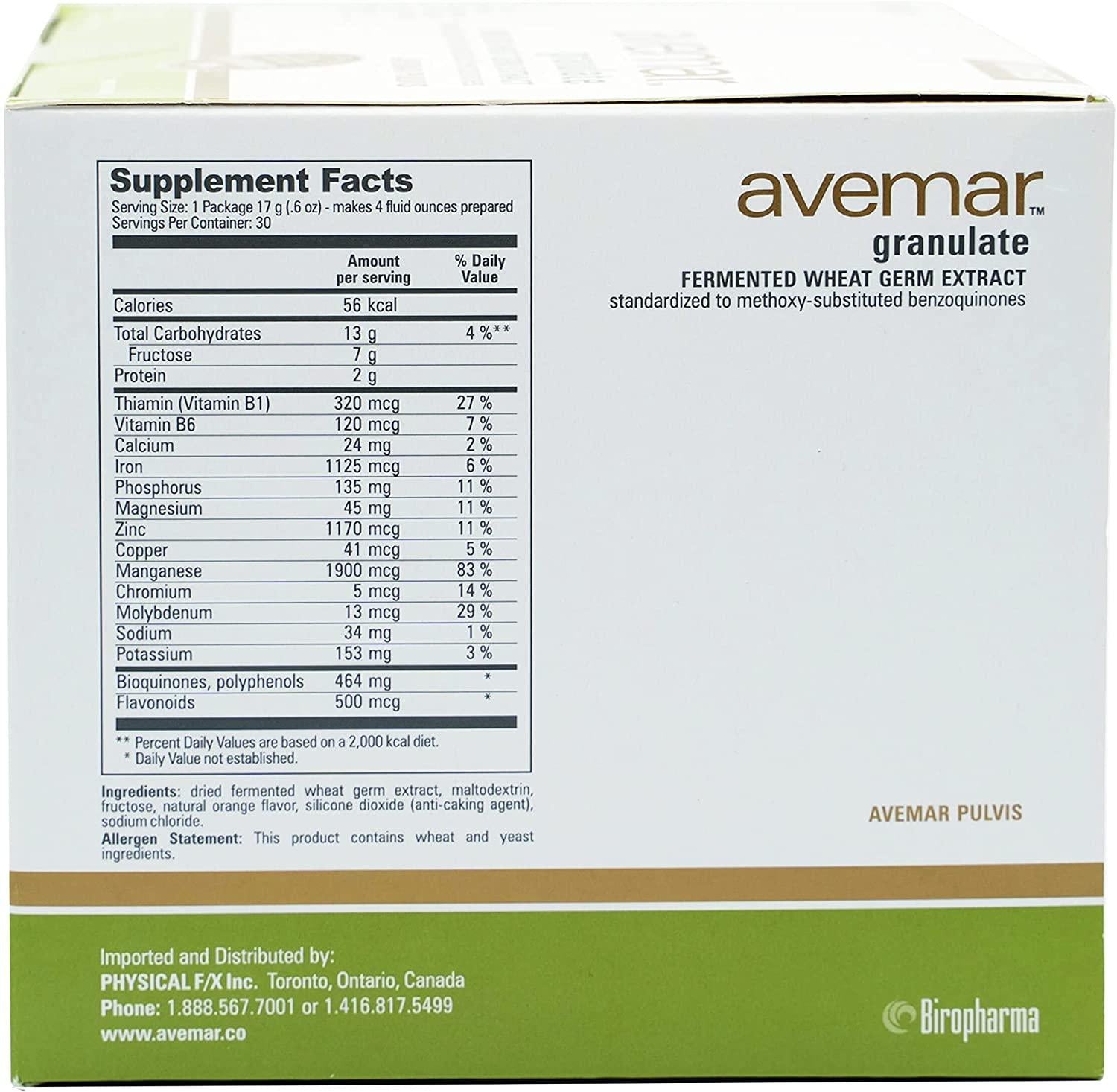 Fermented Wheat Germ Extract - Authentic Avemar™ Granulate - FWGE, Super Concentrate, Avemar Pulvis™, Daily Immune and Cell Support, Natural, Instant Drink Mix, 6 Boxes 30 Packets Per Box