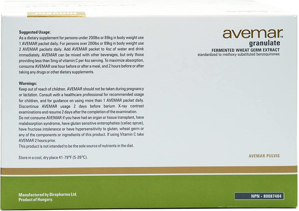Fermented Wheat Germ Extract - Authentic Avemar™ Granulate - FWGE, Super Concentrate, Avemar Pulvis™, Daily Immune and Cell Support, Natural, Instant Drink Mix, 6 Boxes 30 Packets Per Box