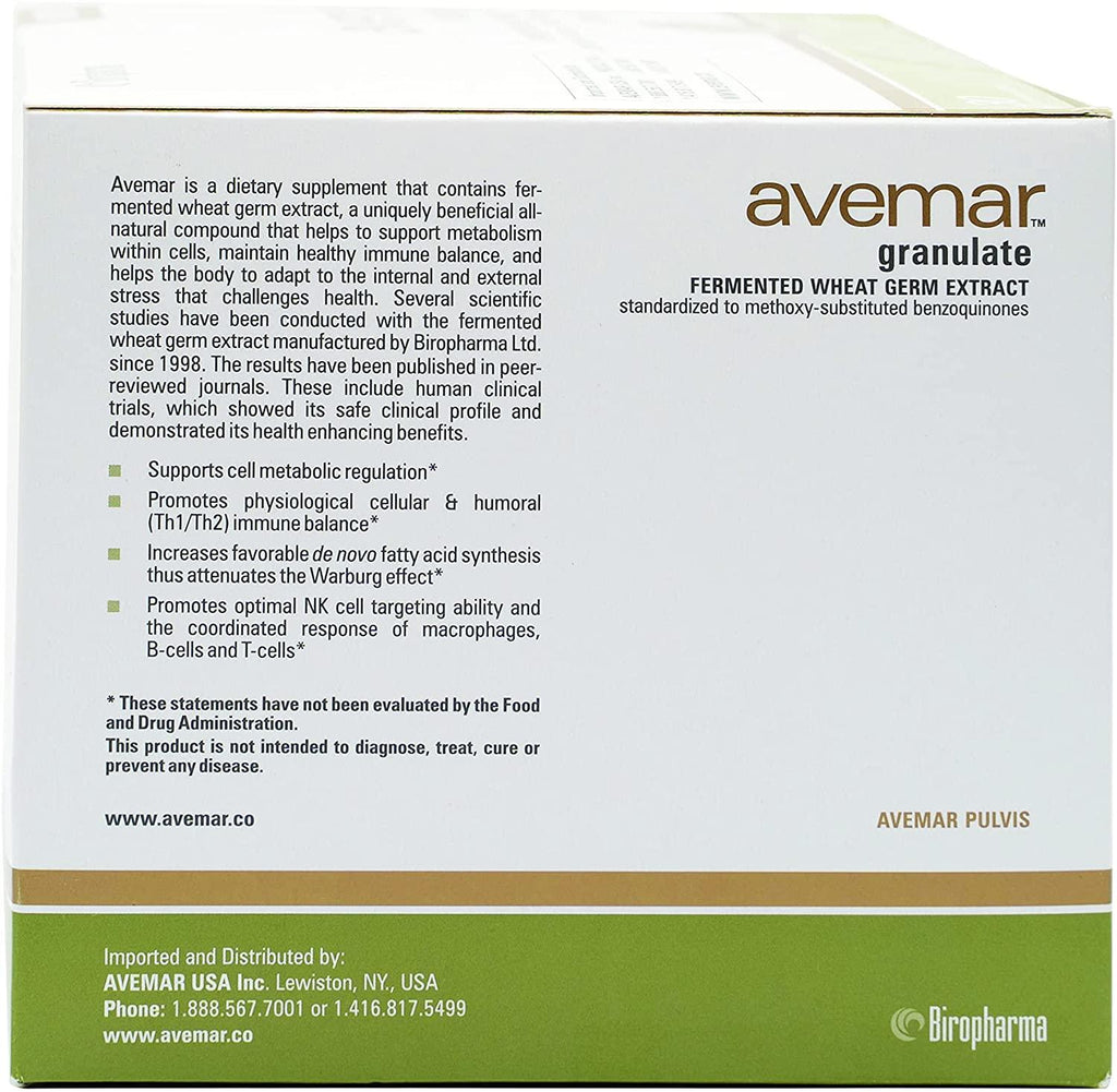 Fermented Wheat Germ Extract - Authentic Avemar™ Granulate - FWGE, Super Concentrate, Avemar Pulvis™, Daily Immune and Cell Support, Natural, Instant Drink Mix, 6 Boxes 30 Packets Per Box