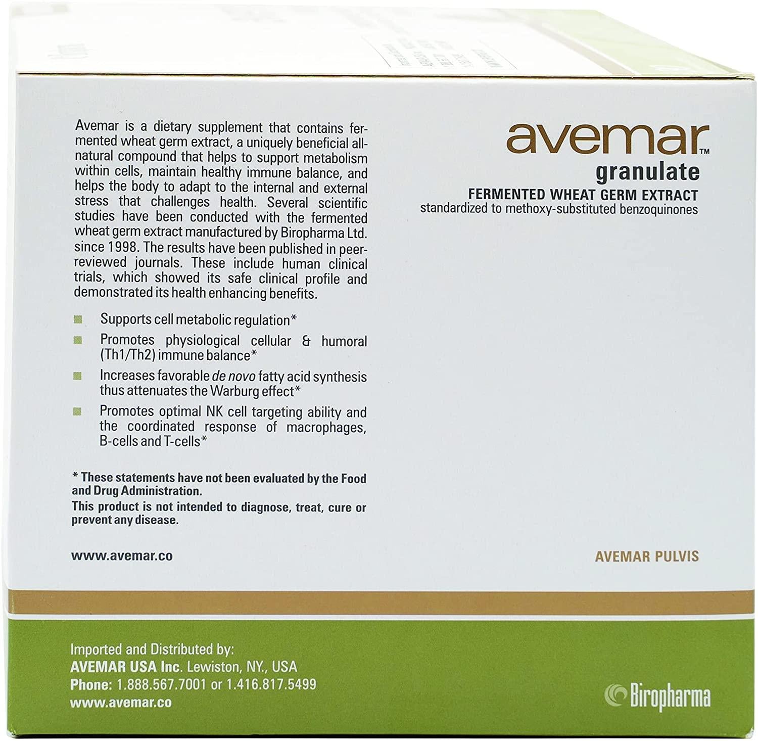 Fermented Wheat Germ Extract - Authentic Avemar™ Granulate - FWGE, Super Concentrate, Avemar Pulvis™, Daily Immune and Cell Support, Natural, Instant Drink Mix, 6 Boxes 30 Packets Per Box