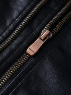 mens vintage zipper up button designer belted pocket leather jackets
