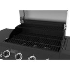 Propane Gas Grill 4-Burner Side Burner   Steel Main Lid Black