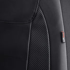 Flying Banner car seat Covers Protects Water Proof Faux Leather Carbon Fiber Front and Rear Bench (Black Black, Full Set - 9PCS)