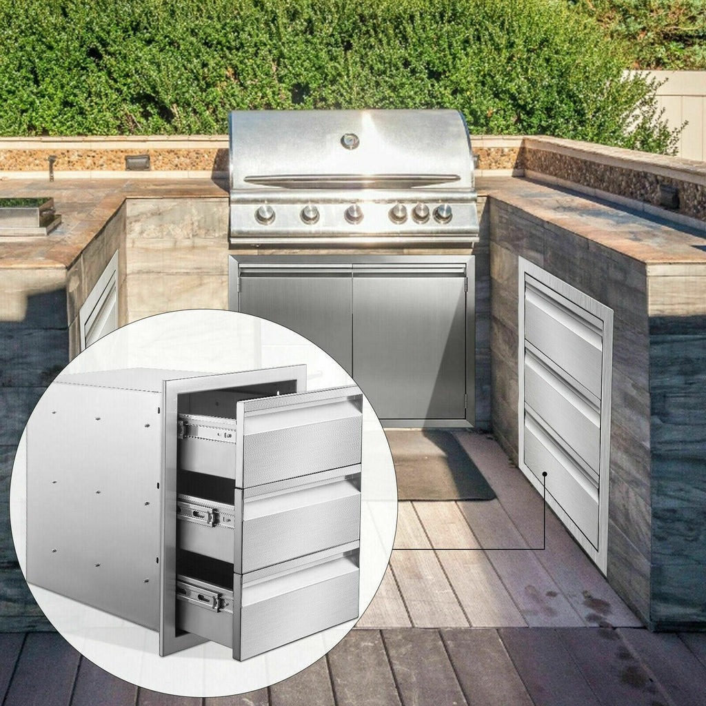 OUTDOOR KITCHEN / BBQ ISLAND  STEEL DOUBLE ACCESS DOOR + Drawer