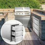 OUTDOOR KITCHEN / BBQ ISLAND  STEEL DOUBLE ACCESS DOOR + Drawer
