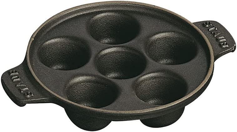 Staub Cast Iron 5.75-inch Escargot Dish with 6 holes - Matte Black, Made in France