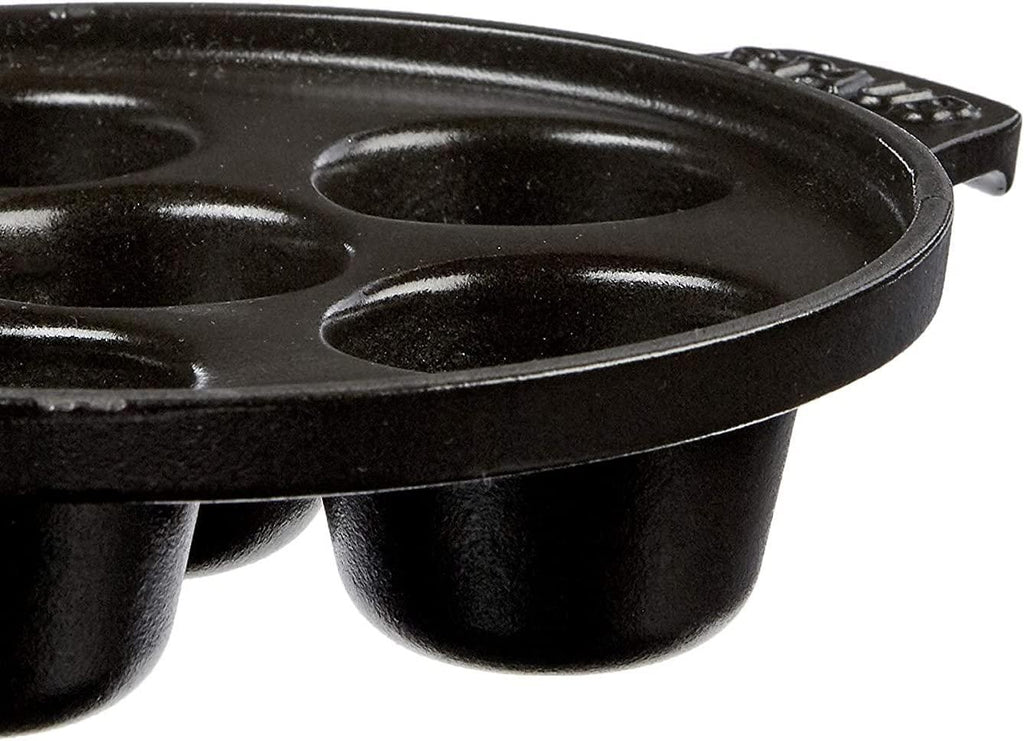 Staub Cast Iron 5.75-inch Escargot Dish with 6 holes - Matte Black, Made in France