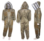 Brutul Bee 3 Layer Beekeeping Ultralight Ventilated Suit with Fencing Veil (Khaki, M)