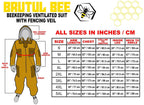 Brutul Bee 3 Layer Beekeeping Ultralight Ventilated Suit with Fencing Veil (Khaki, M)