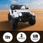 Ktaxon White 12V Ride On Car Truck W/ Remote Control, 3 Speeds, Spring Suspension, LED Lights