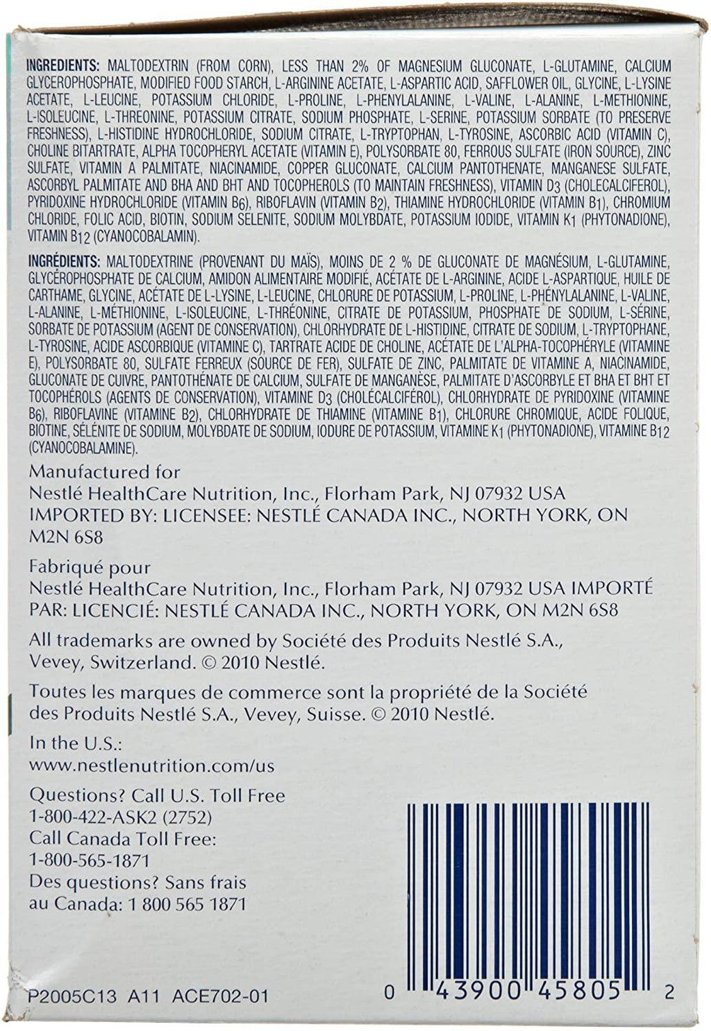 Tolerex Formulated Liquid Diet Elemental Powder, Unflavored, Box of 60 Packets