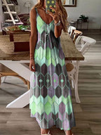 Casual Printed Camisole Vacation Fashion Dress Long Maxi Dress
