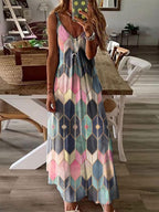 Casual Printed Camisole Vacation Fashion Dress Long Maxi Dress