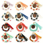 Leopard Wood Beads Hand Beads Spot Wood Beads Bracelet Hand Tassel Bracelet Car Key Chain