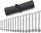 GEARWRENCH 16 Pc. 12 Pt. XL Ratcheting Combination Wrench Set with Tool Roll, Metric - 85099R