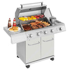 Monument Propane Gas Grill LED Controls  Steel 4 Burners 1 Side Burner