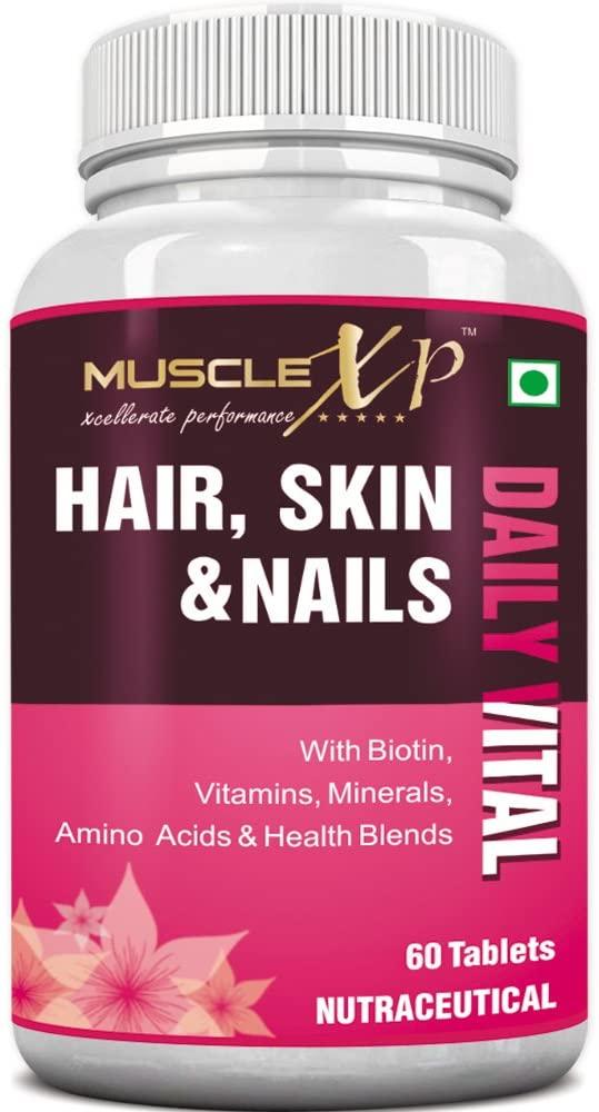 MuscleXP Hair, Skin & Nails Biotin Daily Vital (MultiVitamin with Vitamins, Minerals, Amino Acids & Health Blends) 60 Tablets (Pack of 10)