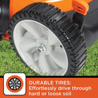 BLACK+DECKER 21 Inch 140cc 3-in-1 Gas Powered Walk Behind Push Mower - Side Discharge, Mulching, and Bagging Capabilities, Black and Orange