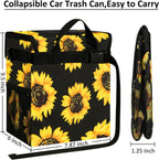 ELONGRIVER Car Trash Can Bin for Car Back Seat Leak Proof, Cute Car Trash Bag Hanging, Vehicle Trash Can for SUV Truck Van, Automotive Car Garbage Cans Front Seat Sunflower