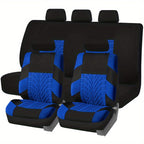 Car Seat Covers, Polyester Full Set Universal Seat Protector Decoration Thick Foam (1bag Of Metal Hooks Put In One Of The Headrest Covers）