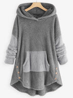 Contrast Stitching Double-sided Plush Casual Hoodie