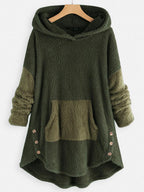 Contrast Stitching Double-sided Plush Casual Hoodie