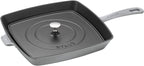 Staub Cast Iron 12-inch Square Grill Pan & Press Set - Graphite Grey, Made in France