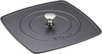Staub Cast Iron 12-inch Square Grill Pan & Press Set - Graphite Grey, Made in France