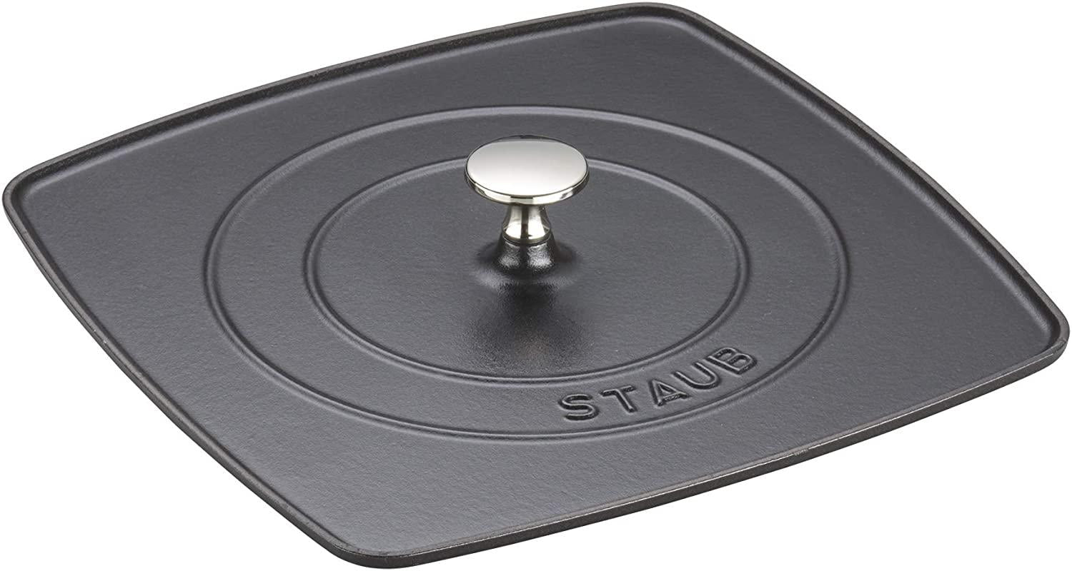 Staub Cast Iron 12-inch Square Grill Pan & Press Set - Graphite Grey, Made in France