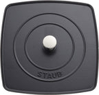 Staub Cast Iron 12-inch Square Grill Pan & Press Set - Graphite Grey, Made in France