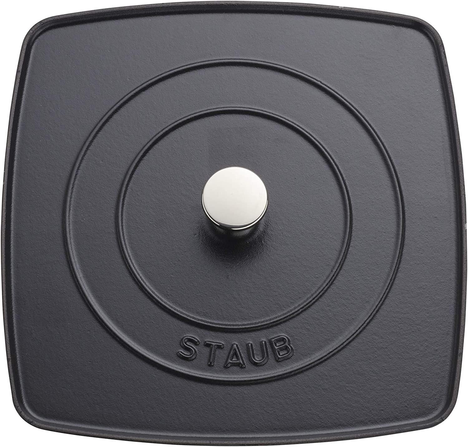 Staub Cast Iron 12-inch Square Grill Pan & Press Set - Graphite Grey, Made in France