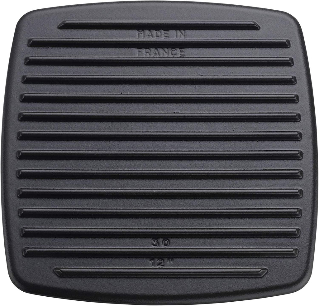 Staub Cast Iron 12-inch Square Grill Pan & Press Set - Graphite Grey, Made in France