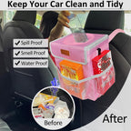 ELONGRIVER Car Trash Can Bin for Car Back Seat Leak Proof, Cute Car Trash Bag Hanging, Vehicle Trash Can for SUV Truck Van, Automotive Car Garbage Cans Front Seat Pink