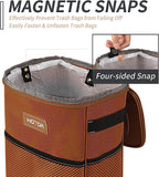HOTOR Car Trash Can, Multifunctional Car Accessory for Interior Car Stuff Storage with Compact Design, Waterproof Car Organizer and Storage with Adjustable Straps, Magnetic Snaps (Brown)