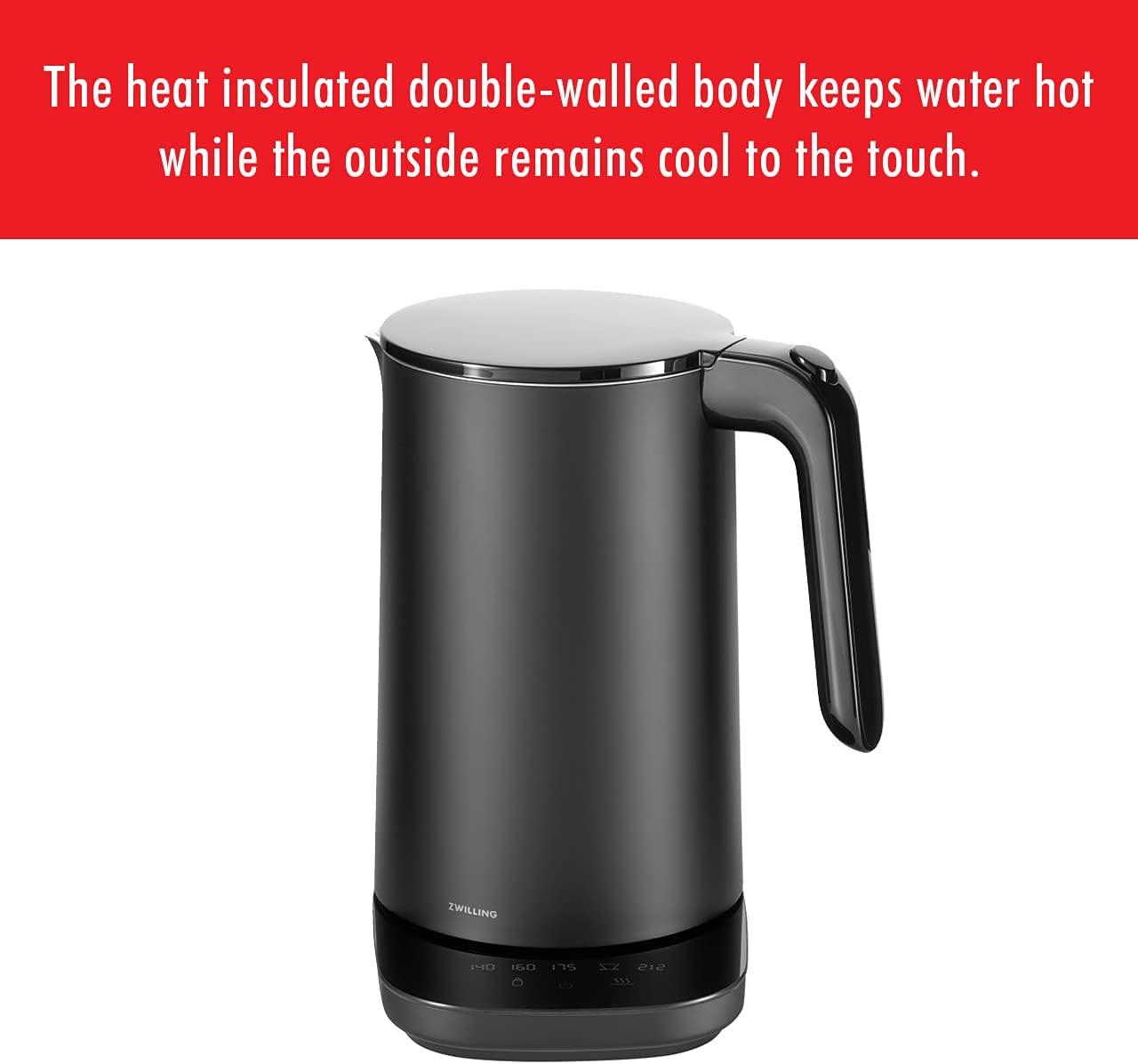 ZWILLING Enfinigy Cool Touch 1.5-Liter Electric Kettle Pro, Cordless Tea Kettle & Hot Water