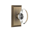 Studio Plate 2-3/4 in. Backset Antique Brass PassaHall/Closet Oval Clear Crystal Glass Door Knob